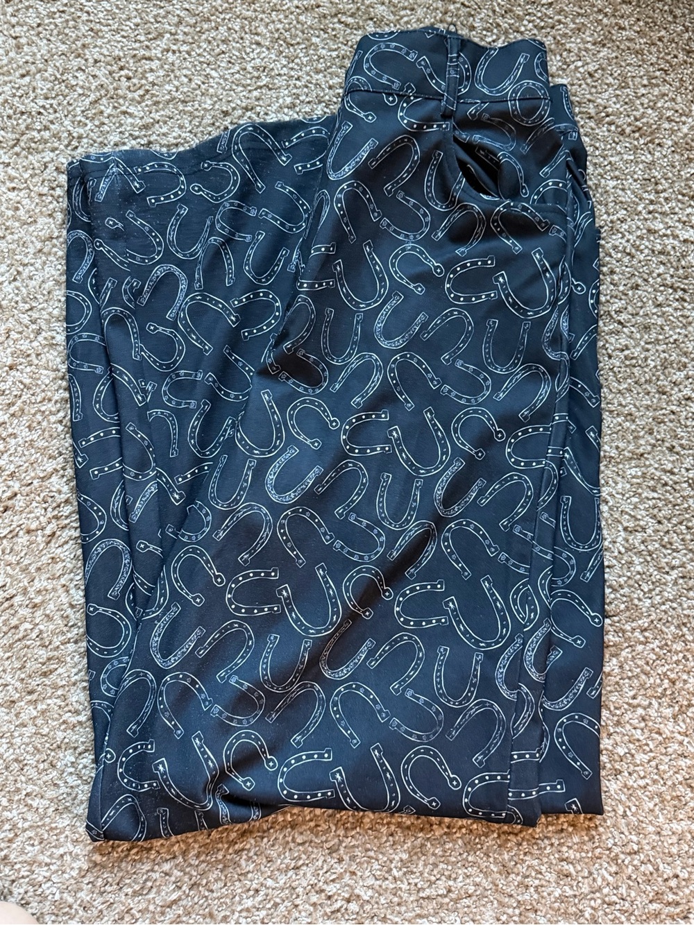 Wide Leg Pants in Black Horseshoe Print